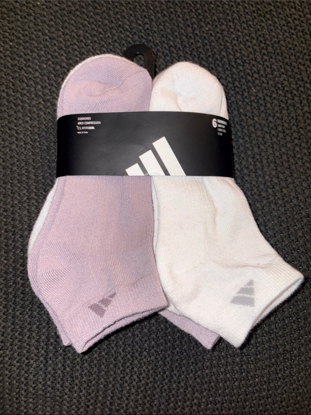 adidas womenβs No-Show Athletic Socks β Lavender & White & Grey